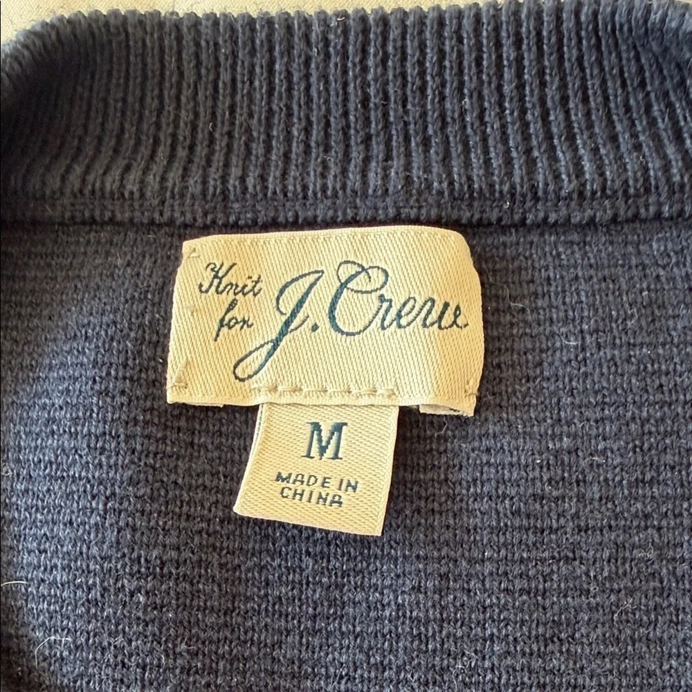 J. Crew Men's Navy, Red, and Yellow Striped Crewneck Sweater